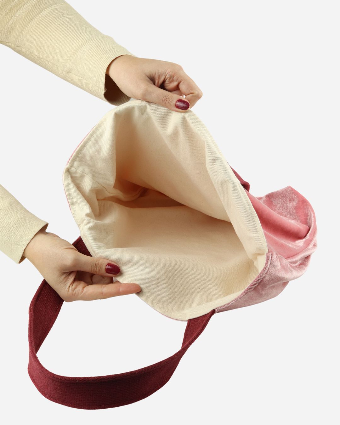 Sacola Veludo Morango