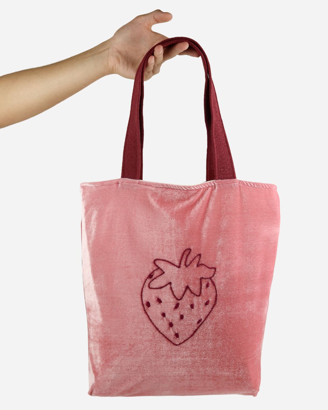 Sacola Veludo Morango