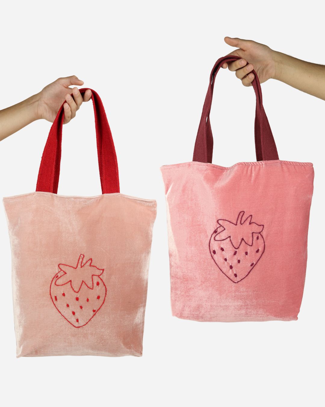 Sacola Veludo Morango