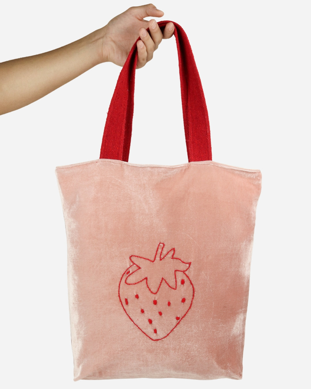 Sacola Veludo Morango