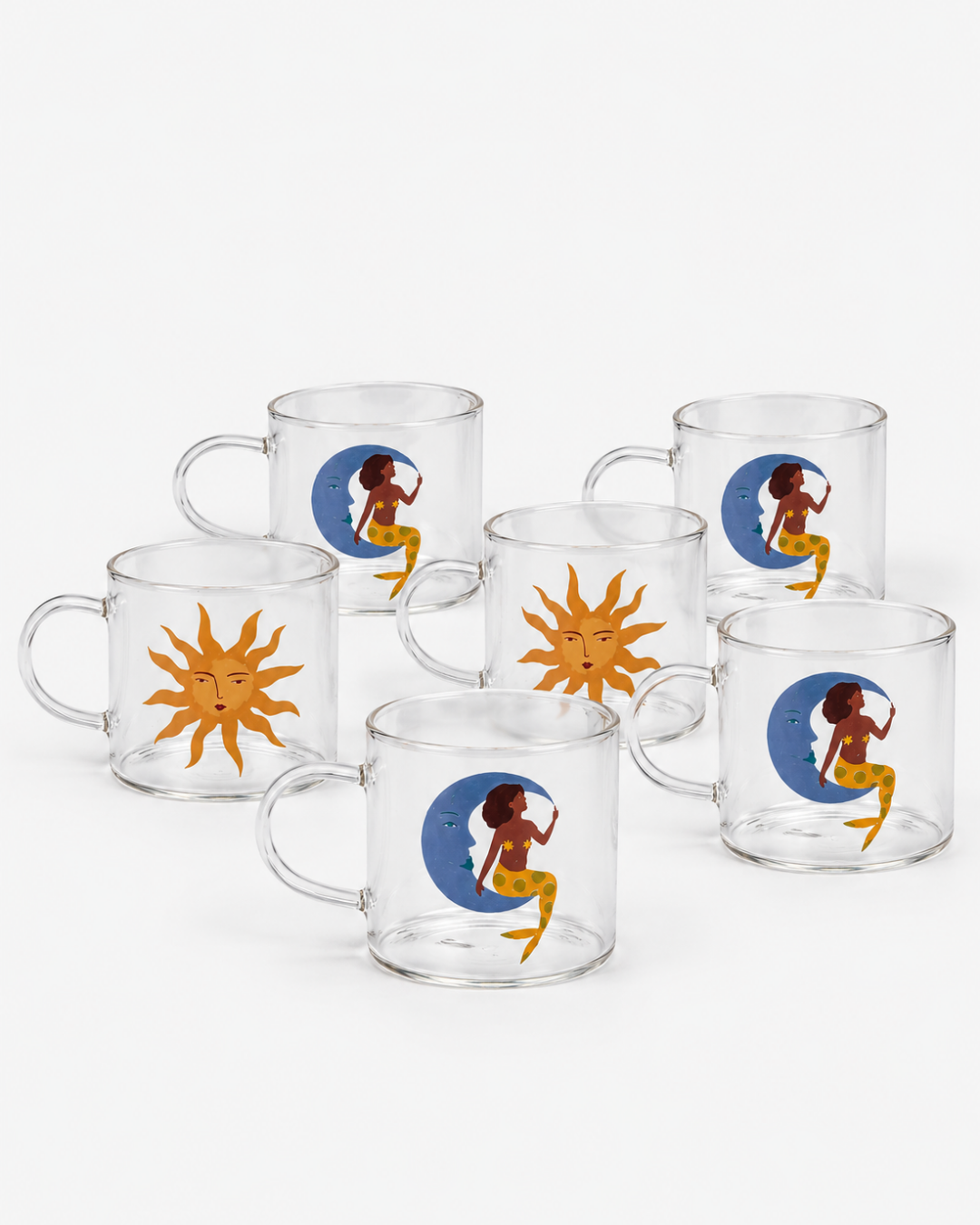 Conjunto 6 Xícaras Sereia e Sol