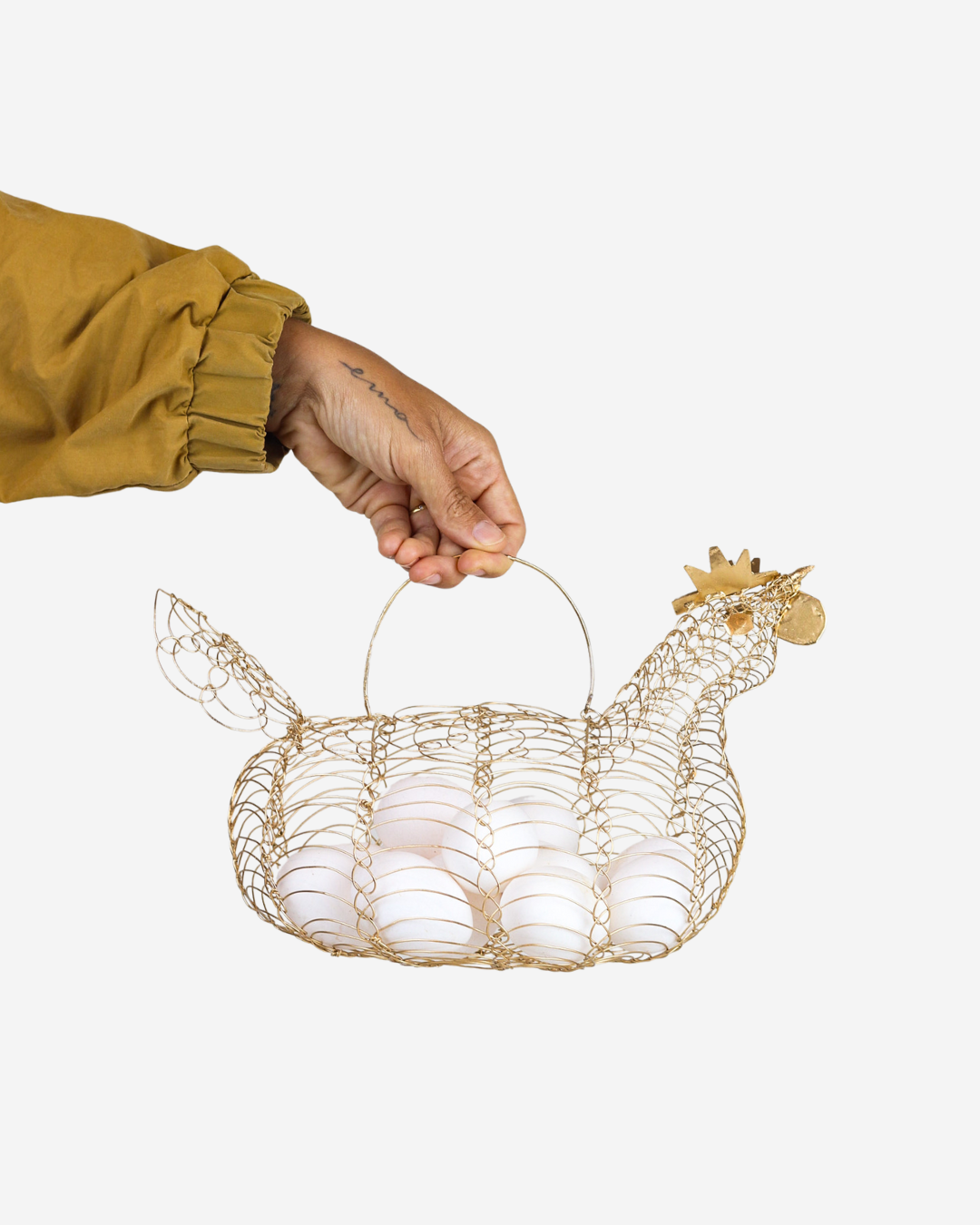 Galinha porta ovos dourada