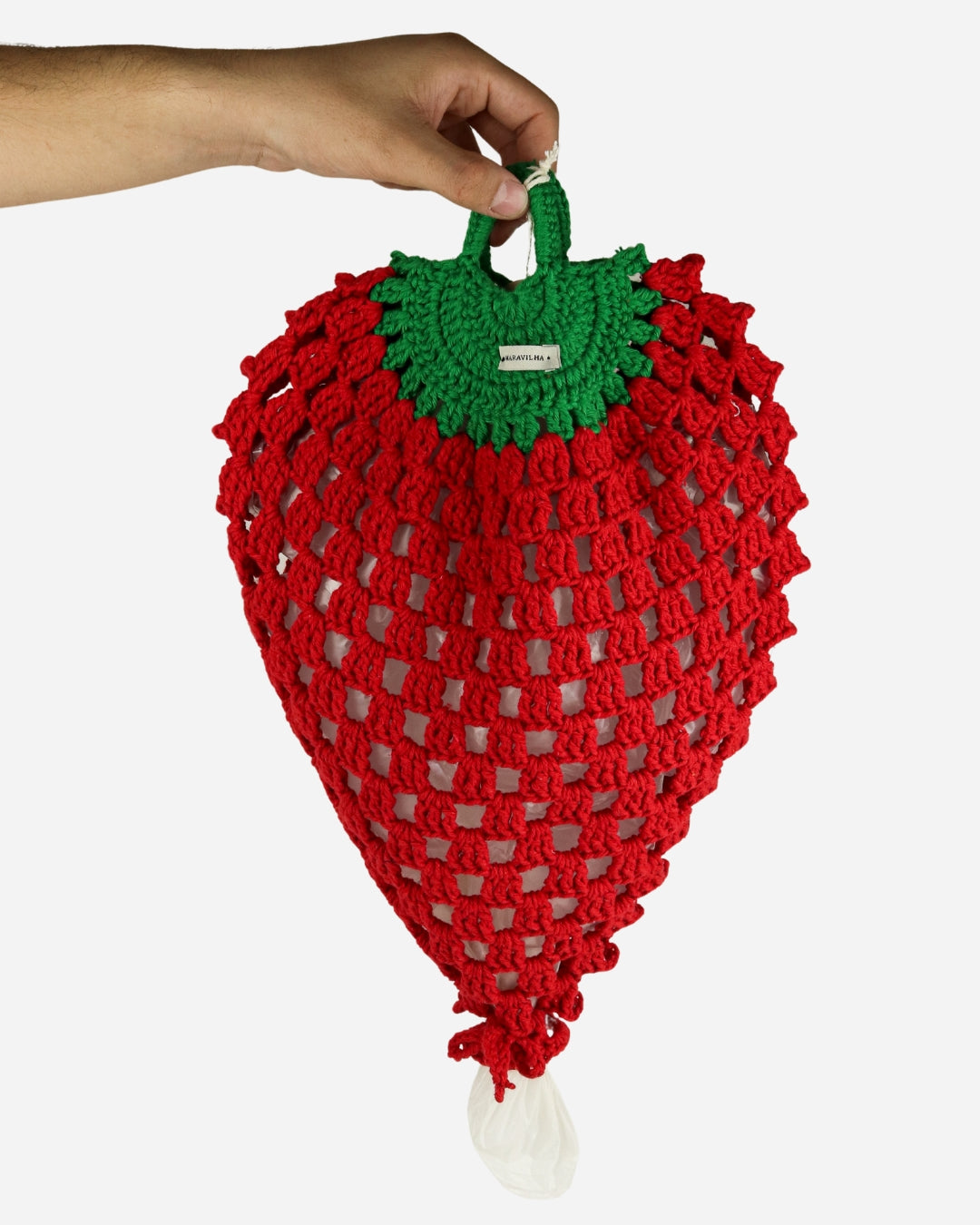 Puxa saco crochet Morango